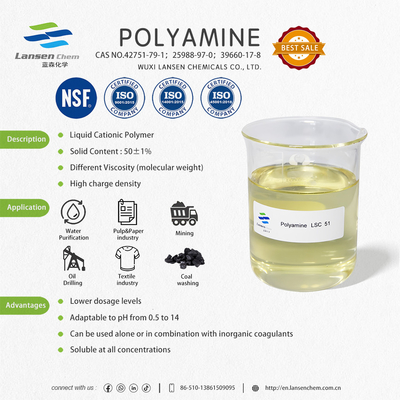 Floculante de poliamina para descoloração e purificação do tratamento de águas residuais